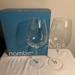 Nambe Vie Cabernet Set of 2 Large‎ Wine Glasses Lead Free Dishwasher Safe